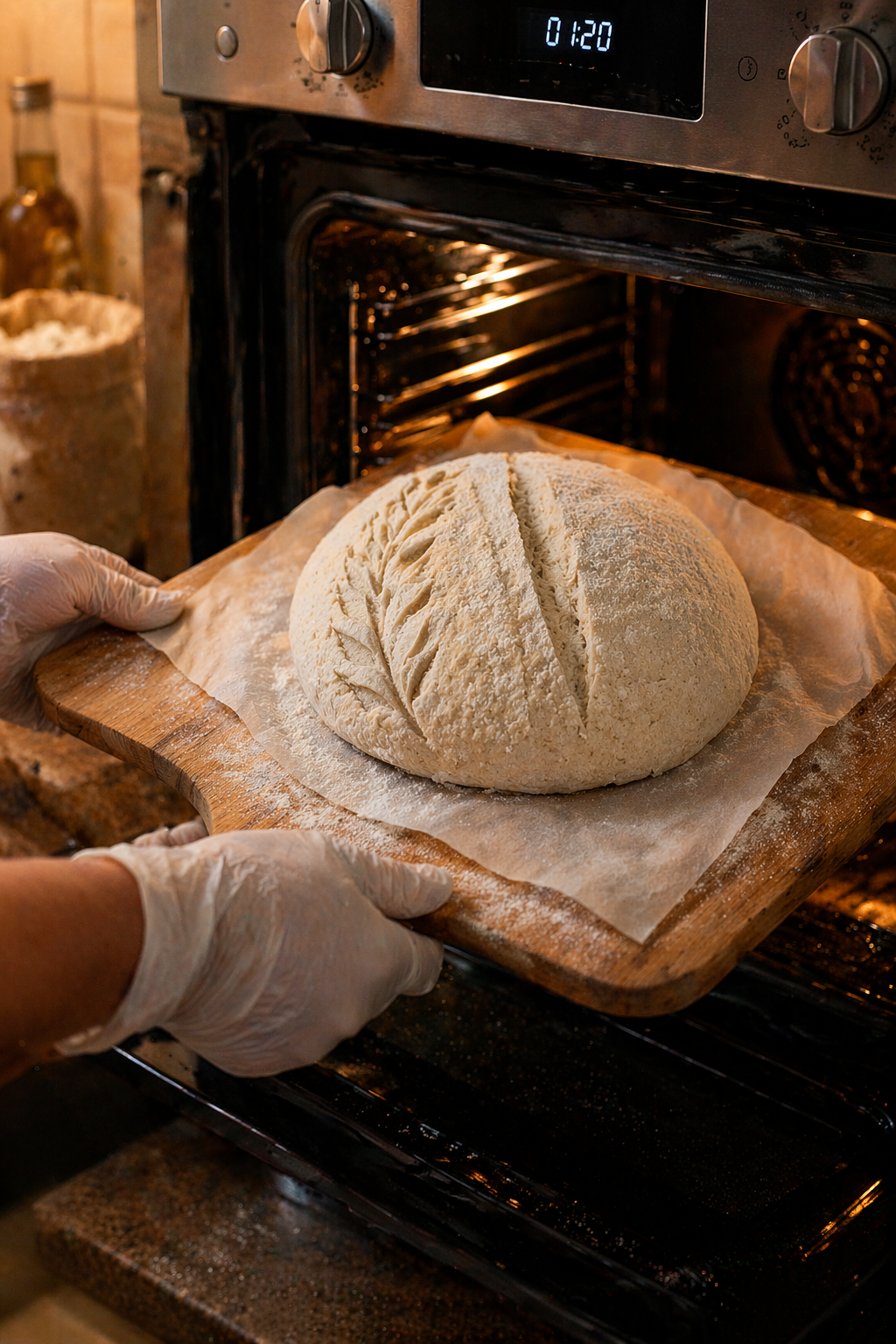 Sıcak fırında ekmek hazırlığı