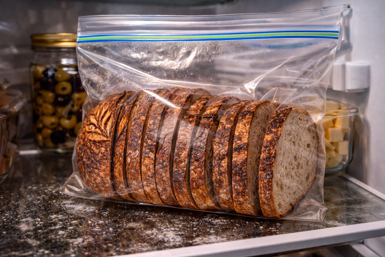 Bezde sarılı dilimler, buzdolabında